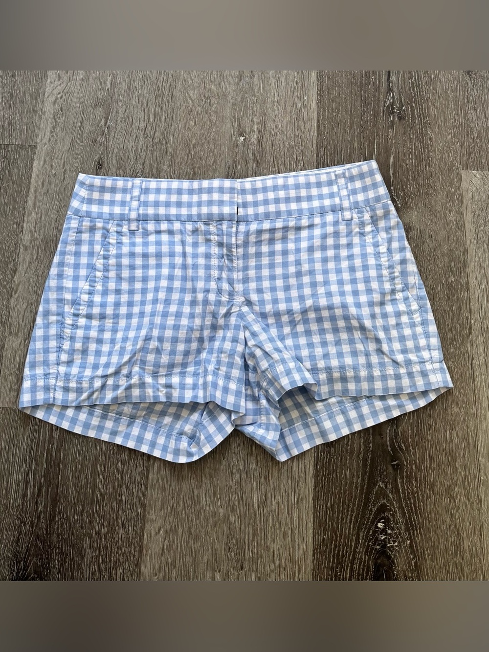 J.Crew Blue Gingham Chino Shorts Women’s Size 2 Cotton Preppy Summer